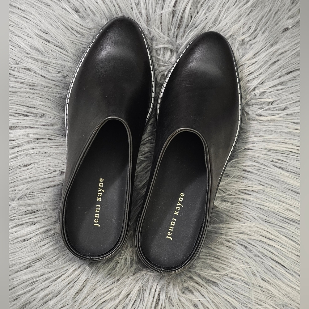Jenni Kayne Leather Lug Mules womens Shoes Black NEW Without Box Size 40/10
